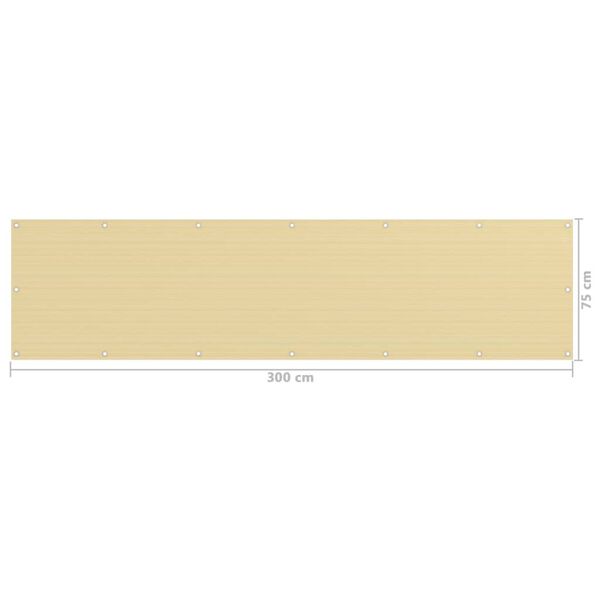 vidaXL Διαχωριστικό Βεράντας Μπεζ 75 x 300 εκ. από HDPE