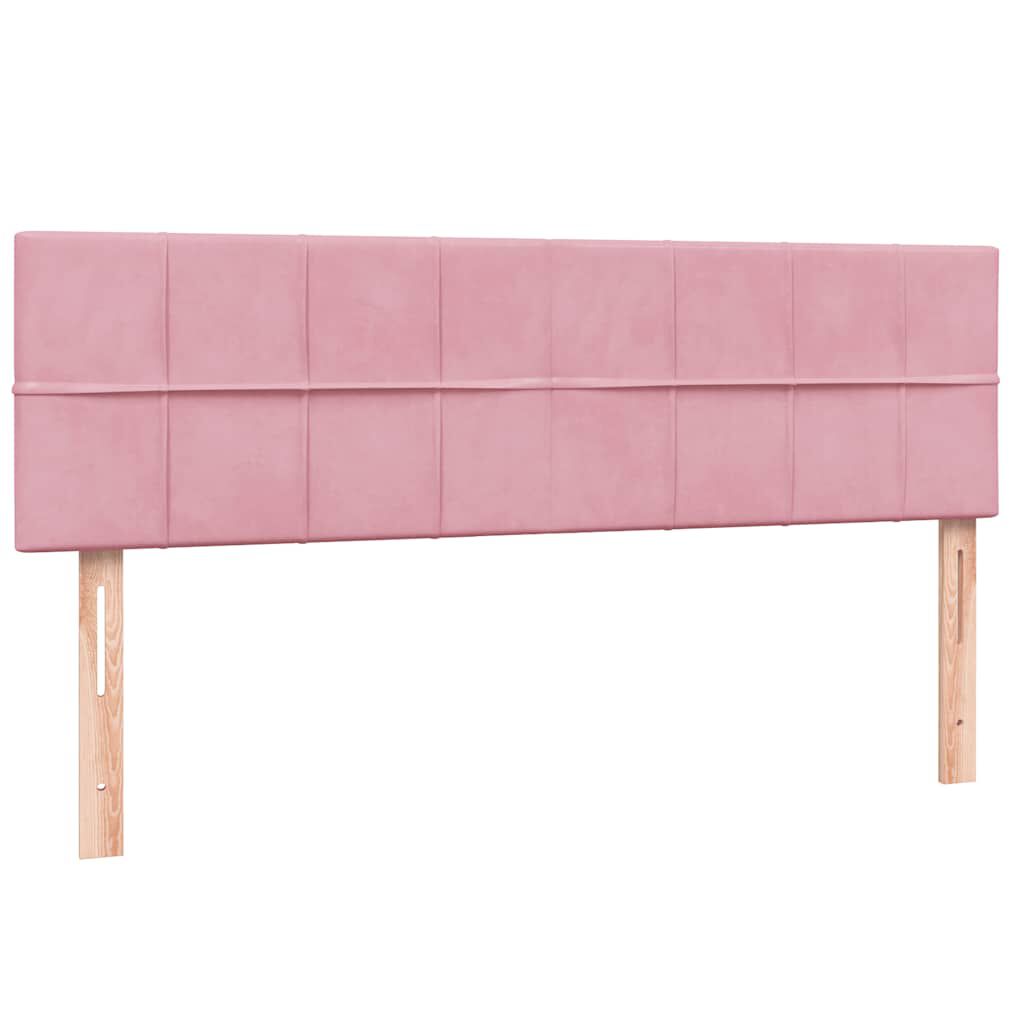 vidaXL Box Spring κρεβάτι με στρώμα ροζ 140x220 cm Βελούδινο