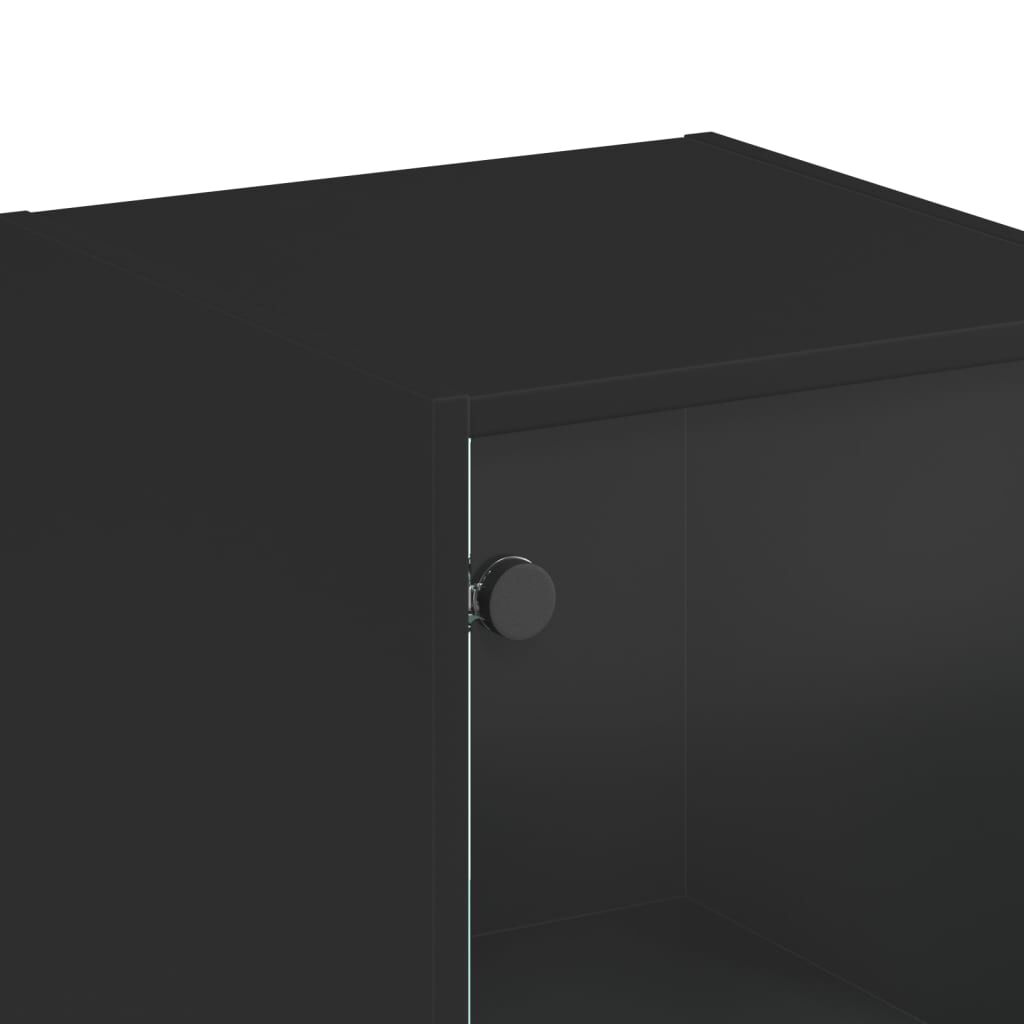 vidaXL Ντουλάπι Μαύρο 35x37x142 εκ. με Γυάλινες Πόρτες