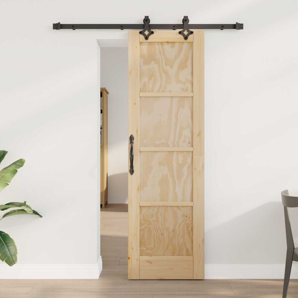vidaXL Σετ Συρόμενης Πόρτας Φυσικό και μαύρο 61 x 198.5 εκ.