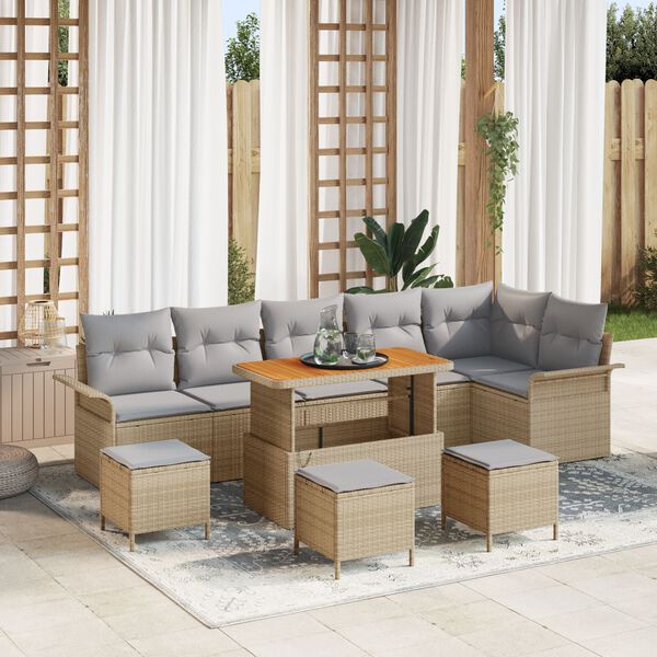 vidaXL Σετ Καναπέ Κήπου 10 pcs Μπέζ και Ανοιχτό Γκρι 110 x 55 x 71 εκ