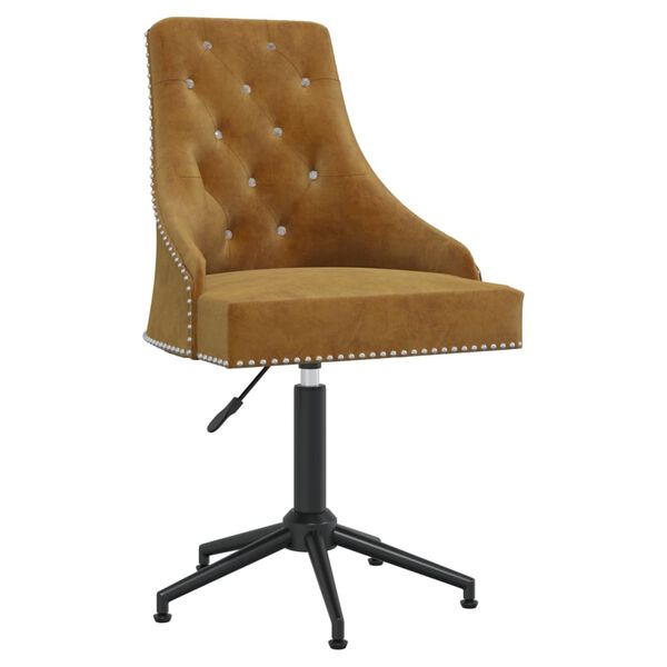 vidaXL Καρέκλα Τραπεζαρίας Περιστρεφόμενη Καφέ Βελούδινη