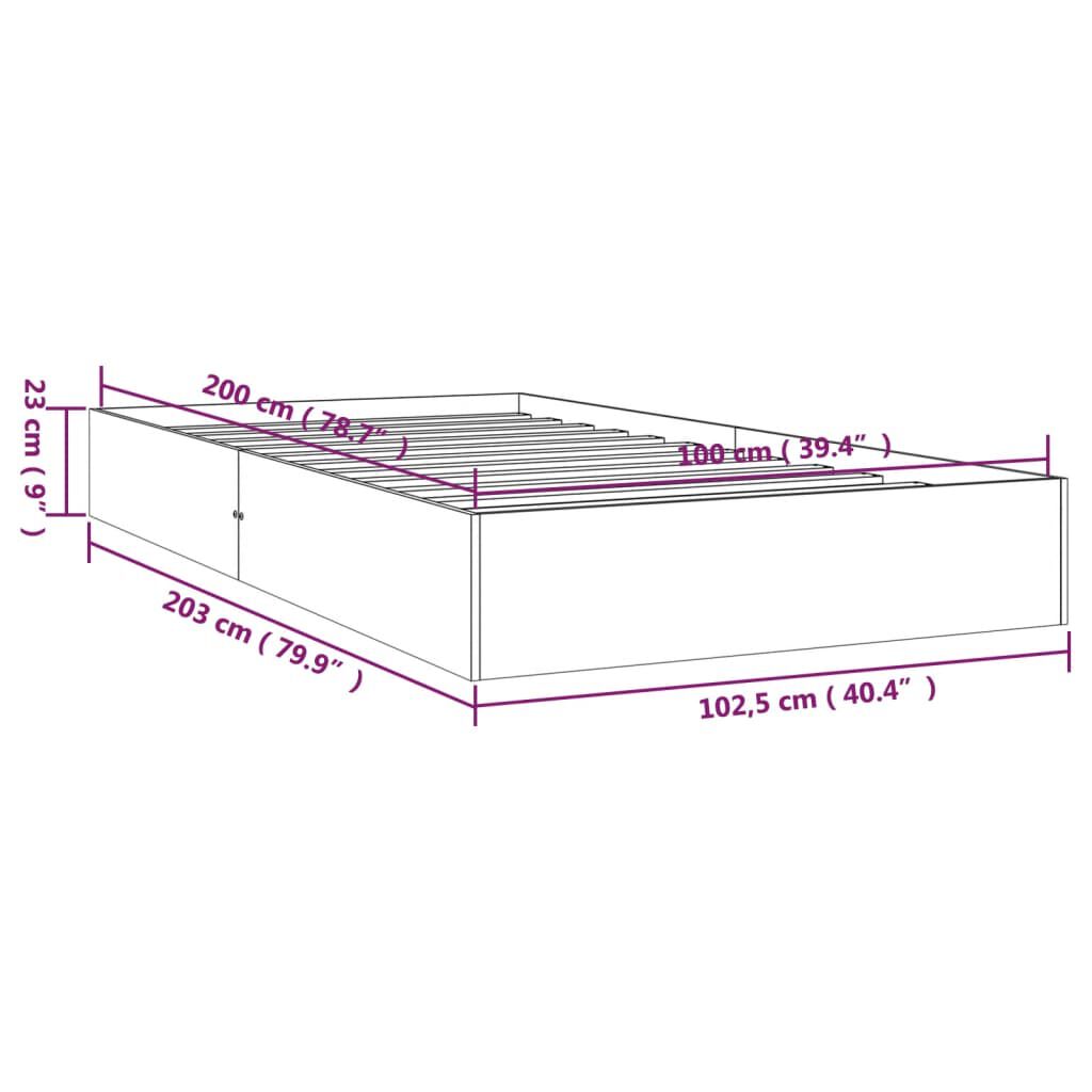 vidaXL Πλαίσιο Κρεβατιού 100 x 200 εκ. από Μασίφ Ξύλο