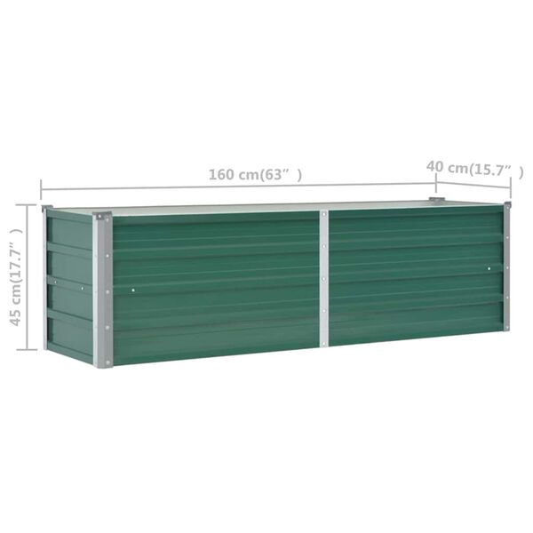 vidaXL Ζαρντινιέρα Υπερυψωμένη Πράσινη 160x40x45 εκ. Γαλβαν. Χάλυβας