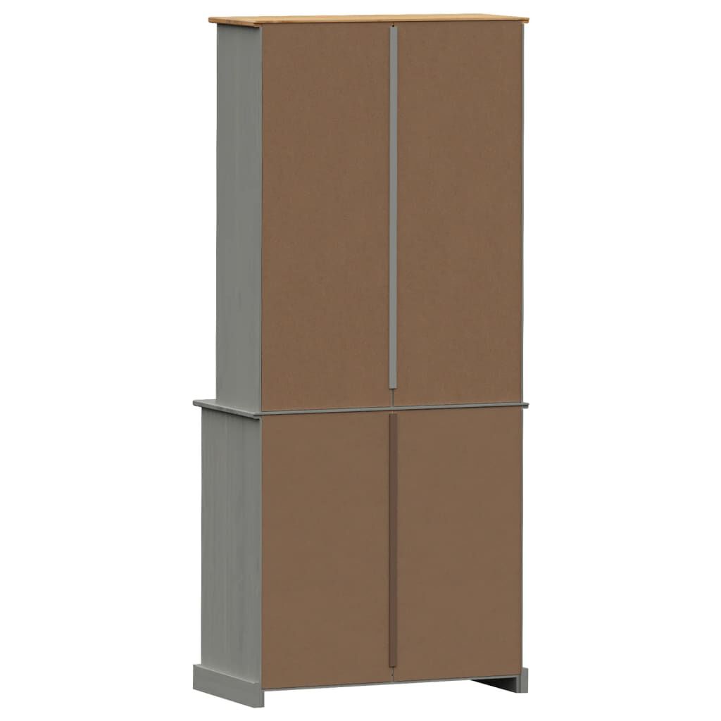 vidaXL Βιτρίνα VIGO Γκρι 80 x 40 x 176 εκ. από Μασίφ Ξύλο Πεύκου