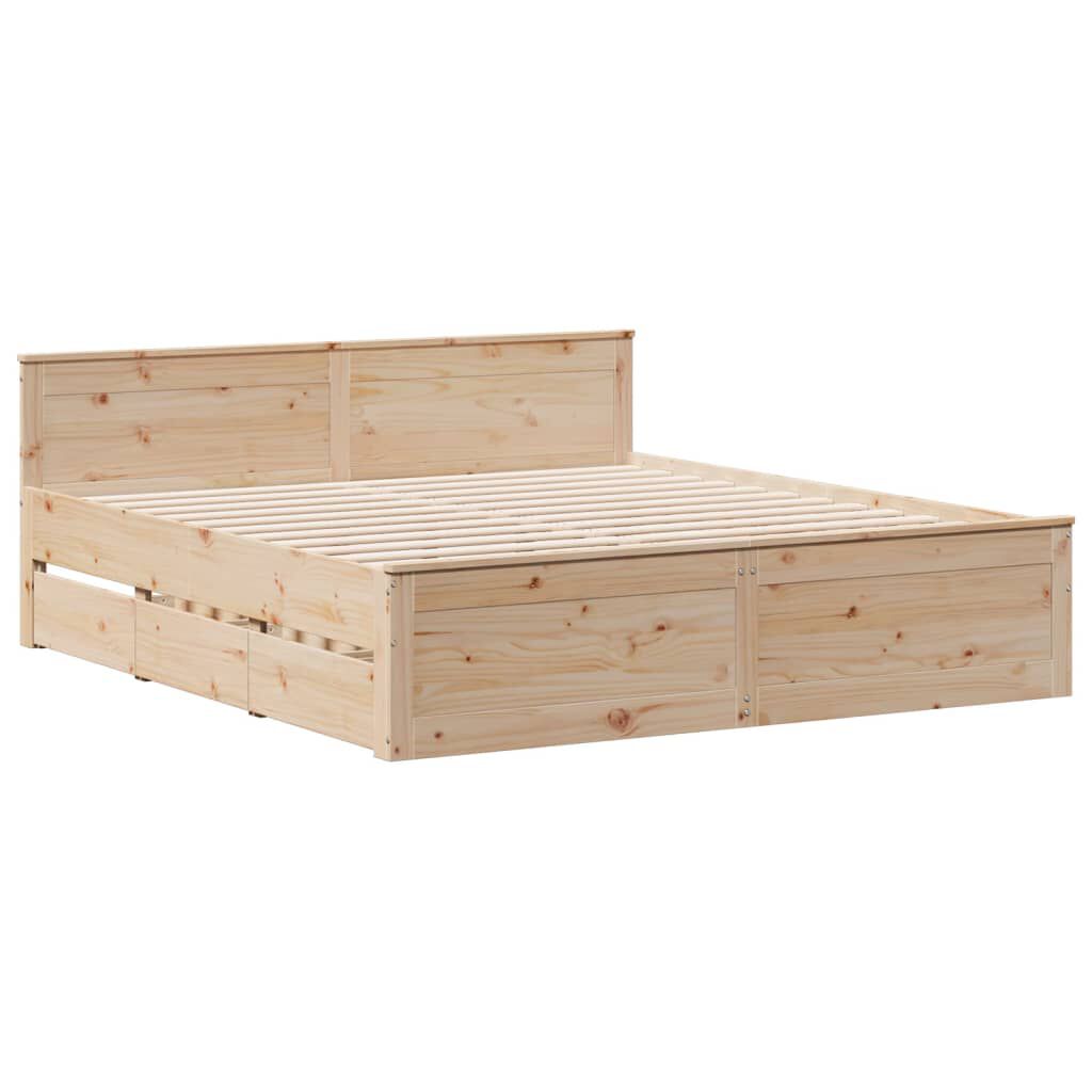 vidaXL Κρεβάτι Βιβλιοθήκη Χωρίς Στρώμα 120x190 εκ Μασίφ Ξύλο Πεύκου