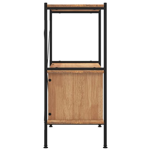 vidaXL Ραφιέρα 3 Επιπέδων με Ντουλάπι 80x40x92 εκ. Ατσάλι/Επεξ. Ξύλο