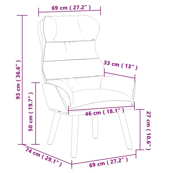 vidaXL Χαλαρωτική Πολυθρόνα Ροζ 69 x 74 x 93 εκ. Βελούδο
