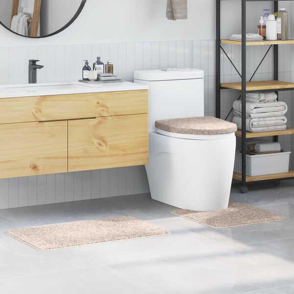 vidaXL Σετ Μάτ Μπάνιου Αντιολισθητικό 3 pcs Κρεμ PP