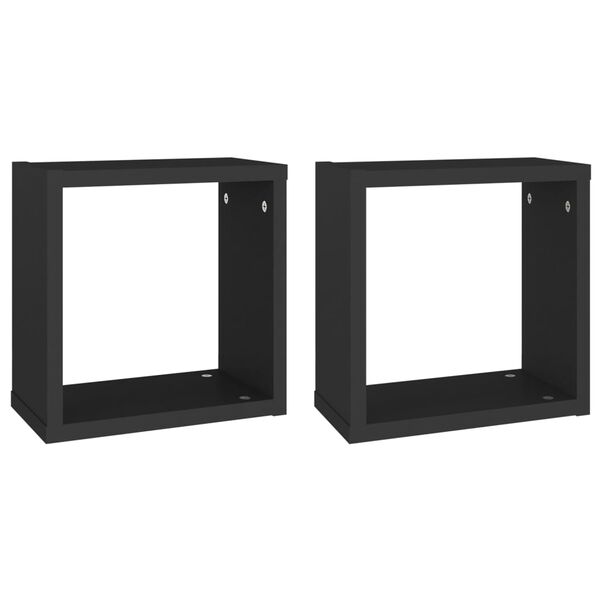 vidaXL Ράφια Κύβοι Τοίχου 2 τεμ. Μαύρα 30 x 15 x 30 εκ.
