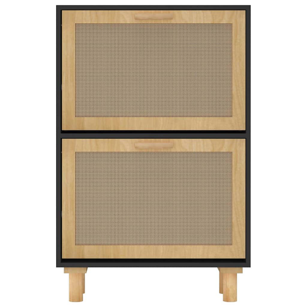 vidaXL Παπουτσοθήκη Μαύρη 52x25x80 εκ Επεξεργασμένο Ξύλο&Φυσικό Ρατάν