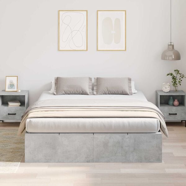 vidaXL Κρεβάτι Αποθήκευσης Γκρι Σκυρόδεμα 160x200 cm