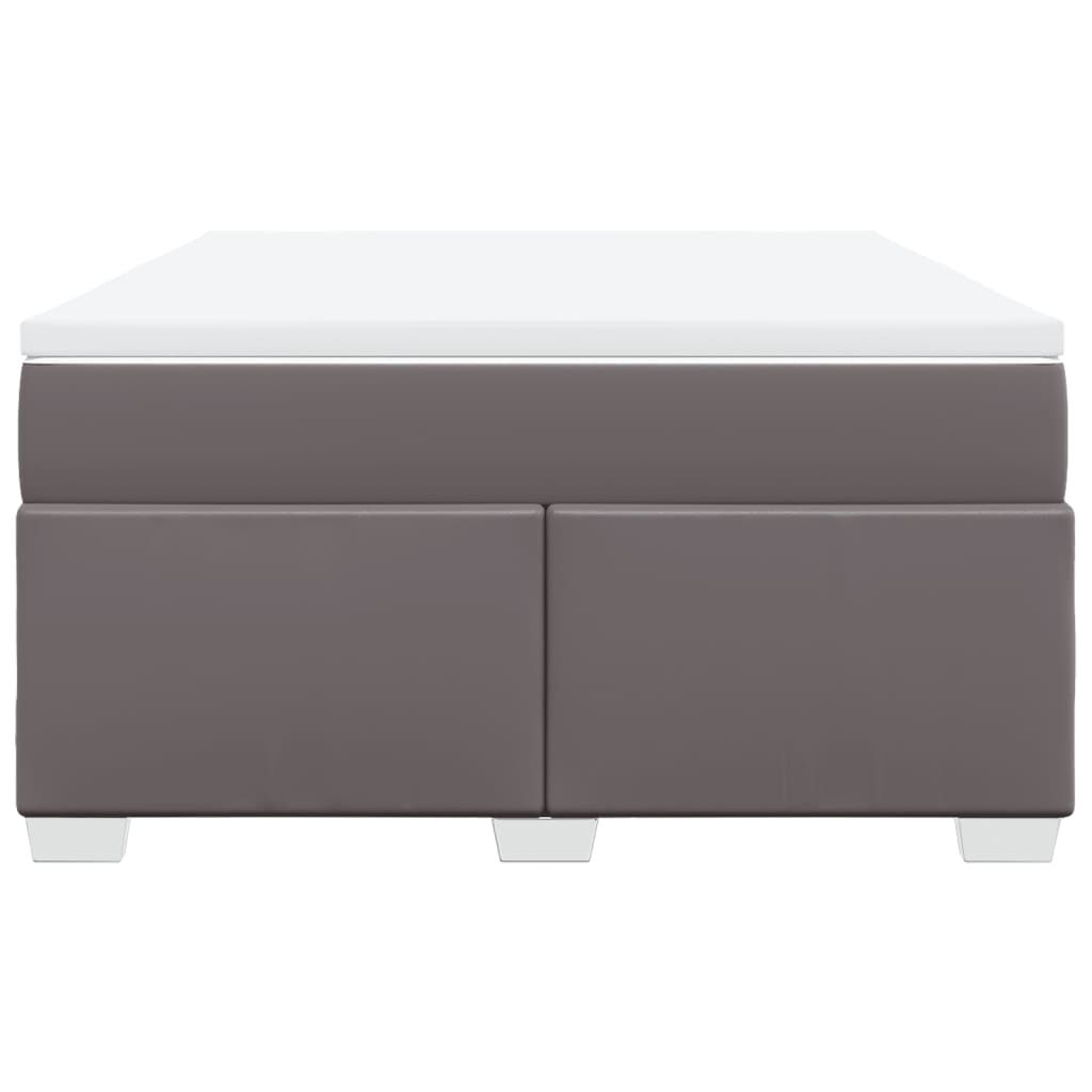 vidaXL Κρεβάτι Boxspring με Στρώμα Γκρι 160x200εκ. από Συνθετικό Δέρμα