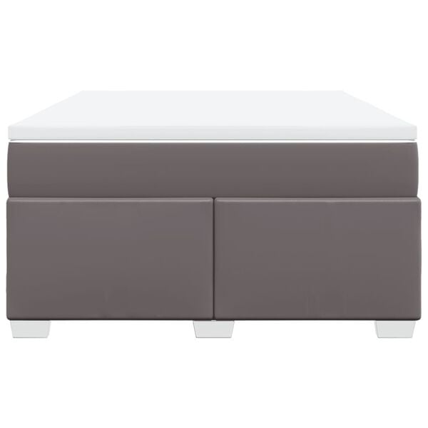 vidaXL Κρεβάτι Boxspring με Στρώμα Γκρι 160x200εκ. από Συνθετικό Δέρμα