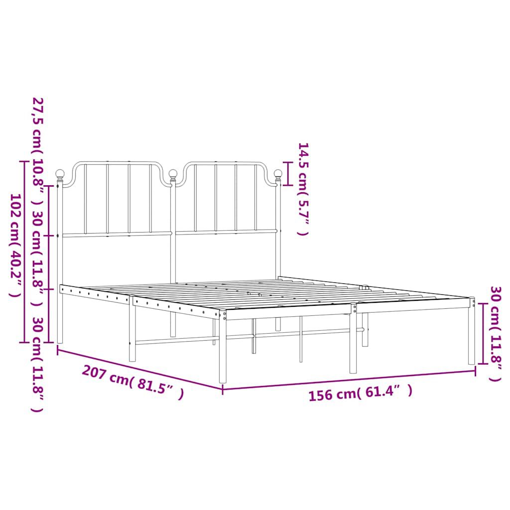vidaXL Πλαίσιο Κρεβατιού με Κεφαλάρι Λευκό 150 x 200 εκ. Μεταλλικό