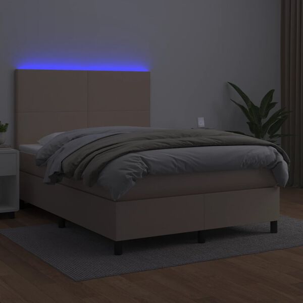 vidaXL &Kappa;&rho;&epsilon;&beta;ά&tau;&iota; Boxspring &Sigma;&tau;&rho;ώ&mu;&alpha;&LED &Kappa;&alpha;&pi;&omicron;&upsilon;&tau;&sigma;ί&nu;&omicron; 140x190 &epsilon;&kappa;. &Sigma;&upsilon;&nu;&theta;. &Delta;έ&rho;&mu;&alpha;