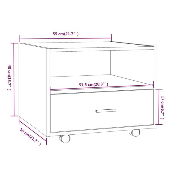 vidaXL Τραπεζάκι Σαλονιού Γυαλιστερό Λευκό 55x55x40 εκ. Επεξεργ. Ξύλο