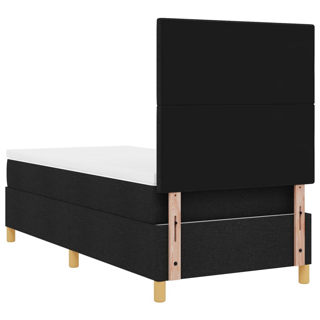 vidaXL Κρεβάτι Box Spring με Στρώμα & LED Μαύρο 90x200 εκ. Ύφασμα