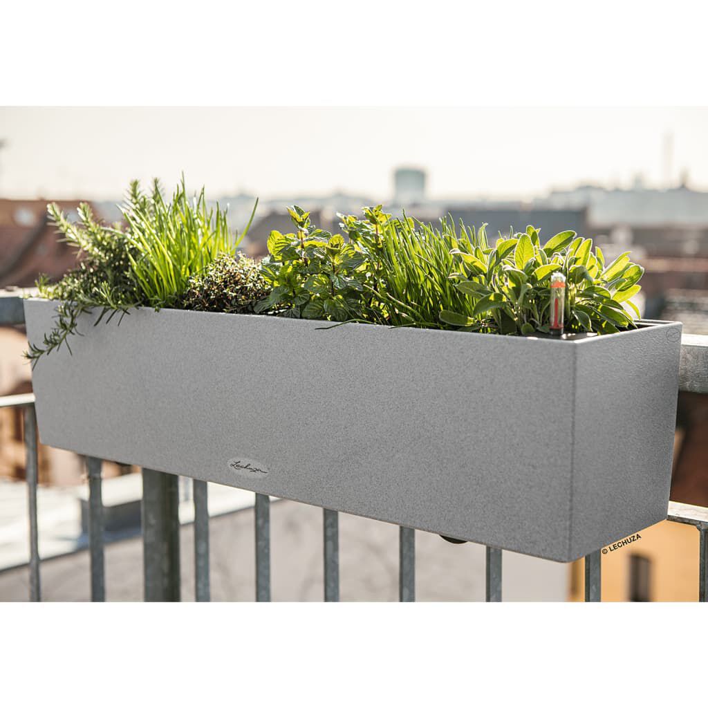 LECHUZA Ζαρντινιέρα Αυτοποτιζόμενη BALCONERA Stone 80 ALL-IN-ONE Γκρι