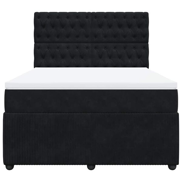vidaXL Κρεβάτι Boxspring με Στρώμα Μαύρο 140x190 εκ. Βελούδινο