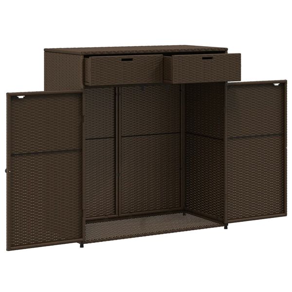 vidaXL Ντουλάπι Αποθήκευσης Κήπου Καφέ 105x55x113 εκ. Συνθετικό Ρατάν