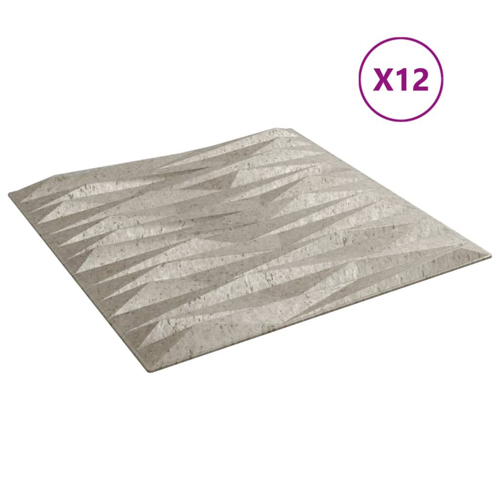 vidaXL Πάνελ Τοίχου 12 τεμ. Τσιμέντο Σχέδιο Πέτρα 50 x 50 εκ. 3 μ² XPS