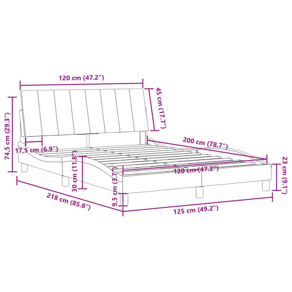 vidaXL Πλαίσιο Κρεβατιού με Κεφαλάρι Ροζ 120x200 εκ. Βελούδινο
