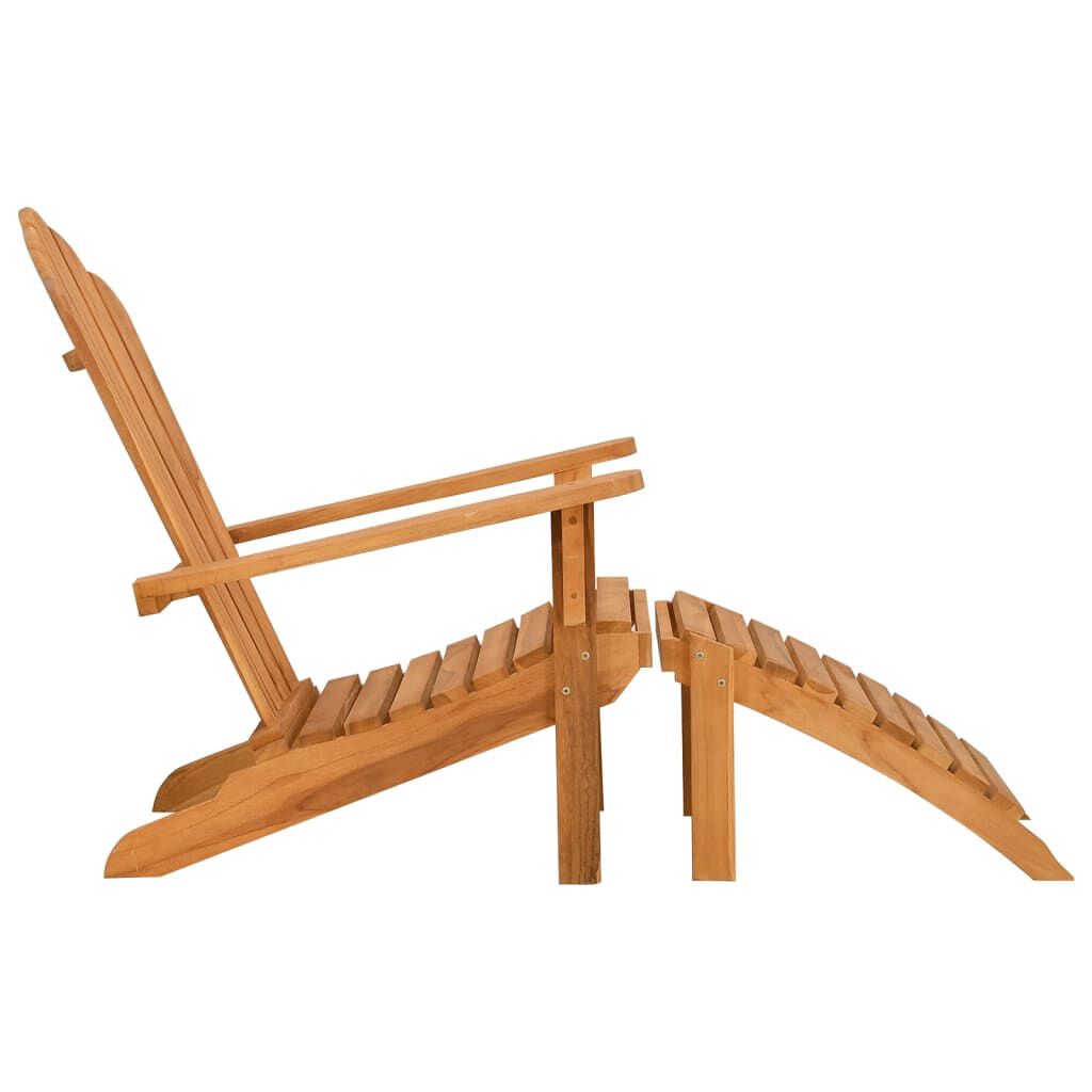 vidaXL Καρέκλα Κήπου Adirondack με Υποπόδιο Μασίφ Ξύλο Teak