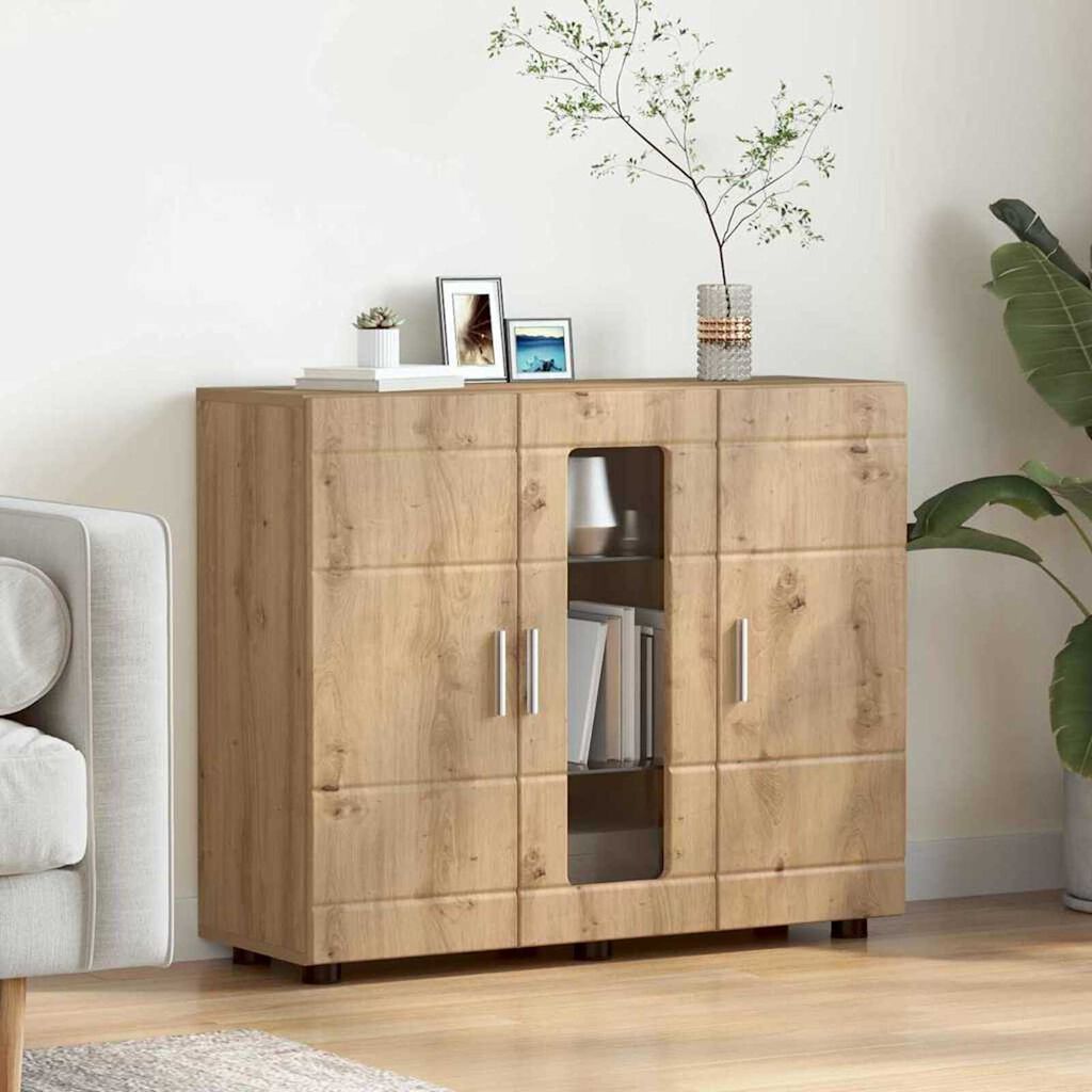 vidaXL Πλαϊνό γραφείο με ράφι με πόρτα artisan δρυς 55.5 x 29 x 100 εκ