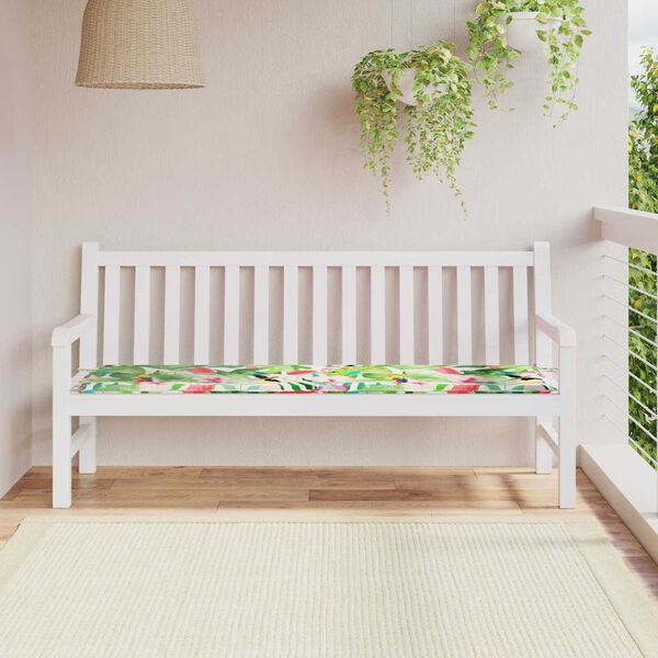 vidaXL Μαξιλάρι Παγκάκι Κήπου Floral Πράσινο και ροζ 180 x 50 x 4 cm