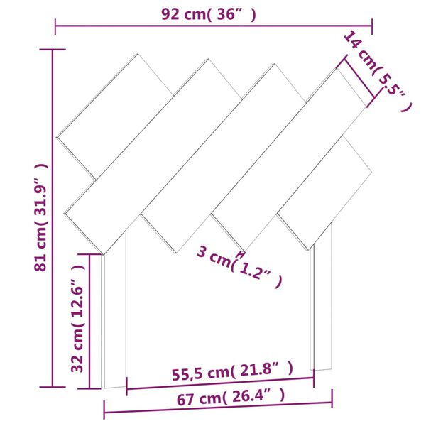 vidaXL Κεφαλάρι Κρεβατιού Μαύρο 92x3x81 εκ. Μασίφ Ξύλο Πεύκου