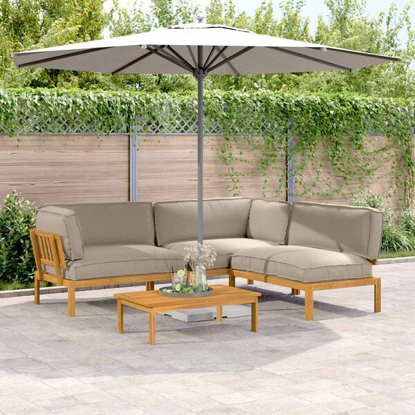 vidaXL &Sigma;&epsilon;&tau; &Kappa;&alpha;&nu;&alpha;&pi;έ &mu;&epsilon; &mu;&alpha;&xi;&iota;&lambda;ά&rho;&iota; 4 pcs Taupe &Sigma;&tau;&epsilon;&rho;&epsilon;ό &Xi;ύ&lambda;&omicron; &Alpha;&kappa;&alpha;&kappa;ί&alpha;&sigmaf;