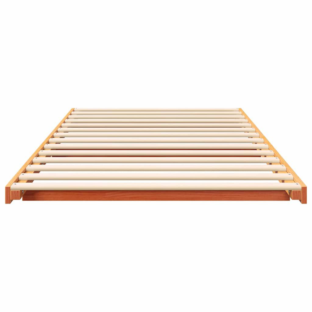 vidaXL Κρεβάτι δαπέδου Καφέ κεριού 100 x 220 cm Μασίφ ξύλο πεύκου