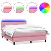 vidaXL &Kappa;&rho;&epsilon;&beta;ά&tau;&iota; Boxspring &mu;&epsilon; &Sigma;&tau;&rho;ώ&mu;&alpha; & LED &rho;&omicron;&zeta; 140x220 cm &Beta;&epsilon;&lambda;&omicron;ύ&delta;&iota;&nu;&omicron;