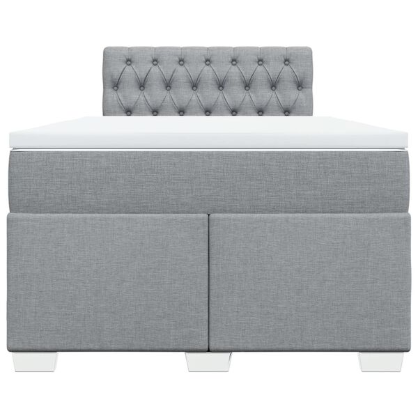 vidaXL Κρεβάτι Boxspring με Στρώμα Ανοιχτό Γκρι 120x200 εκ. Υφασμάτινο