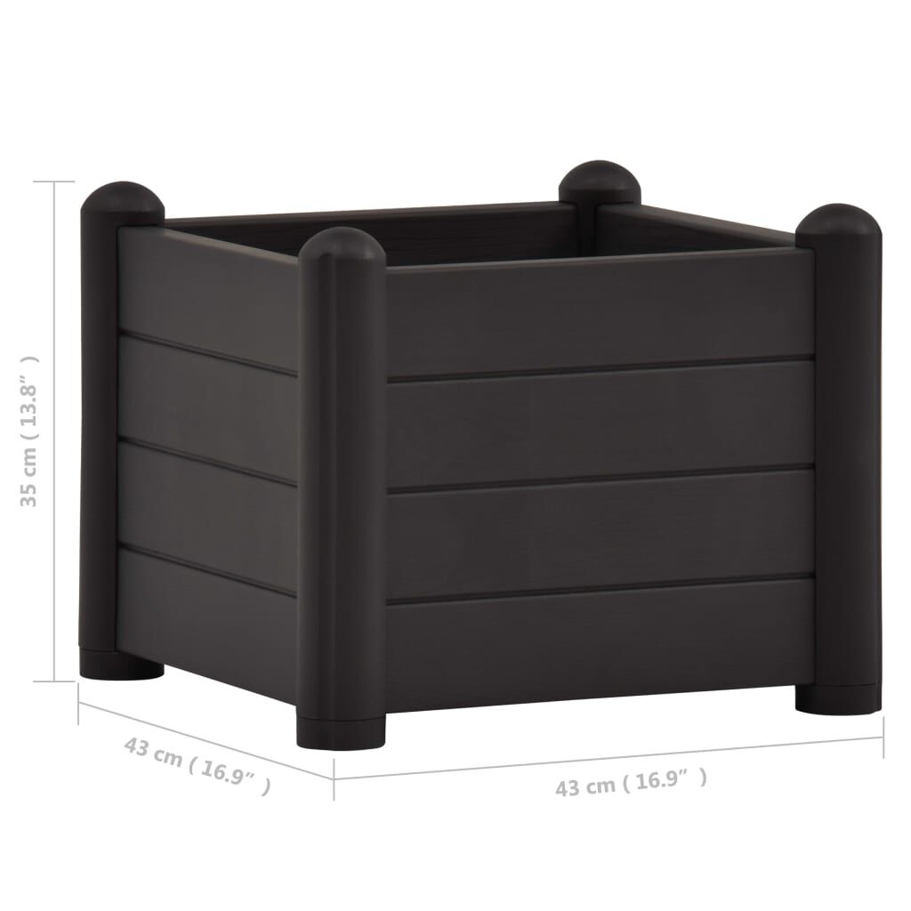 vidaXL Ζαρντινιέρα Υπερυψωμένη Ανθρακί 43 x 43 x 35 εκ. Πολυπροπυλένιο