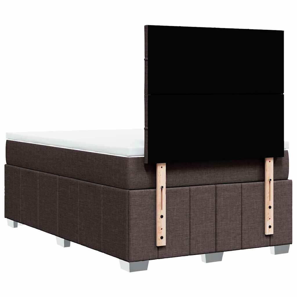 vidaXL Κρεβάτι Boxspring με Στρώμα Σκούρο Καφέ 120x190 εκ Υφασμάτινο