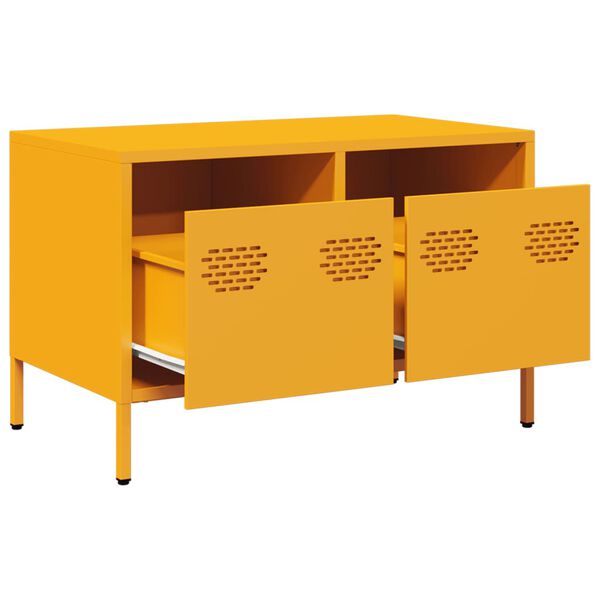 vidaXL Έπιπλο Τηλεόρασης Μουσταρδί 68x39x43,5 εκ. Ατσάλι Ψυχρής Έλασης