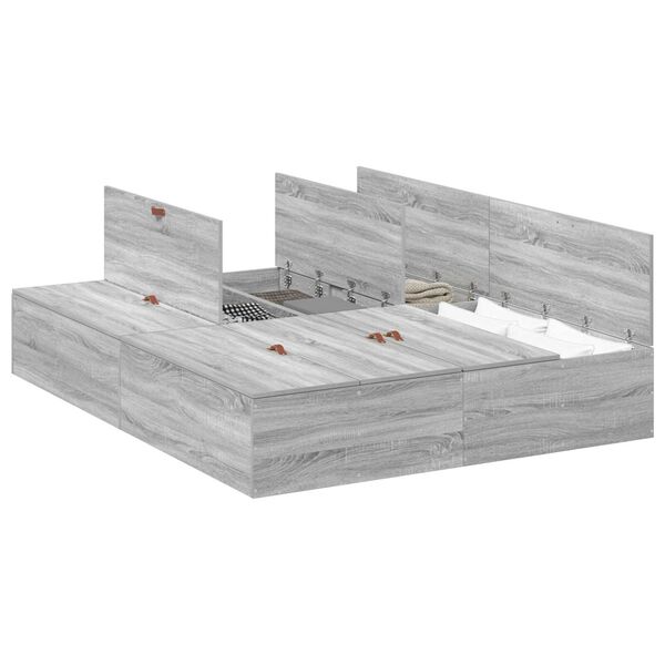 vidaXL Κρεβάτι Αποθήκευσης Γκρι Sonoma 140 x 200 εκ