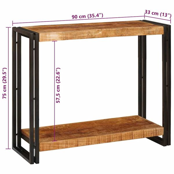vidaXL Τραπέζι κονσόλας 90 x 33 x 75 εκ Μασίφ ακατέργαστο ξύλο μάνγκο