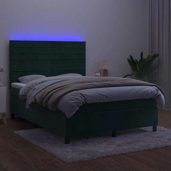 vidaXL &Kappa;&rho;&epsilon;&beta;ά&tau;&iota; Boxspring &mu;&epsilon; &Sigma;&tau;&rho;ώ&mu;&alpha; & LED &Sigma;&kappa;. &Pi;&rho;ά&sigma;&iota;&nu;&omicron; 140x200&epsilon;&kappa; &Beta;&epsilon;&lambda;&omicron;ύ&delta;&omicron;