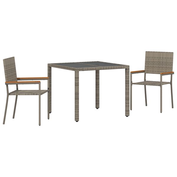 vidaXL Σέτ φαγητού για κήπο 3 pcs Γκρι και Καφέ 90 x 90 x 75 cm