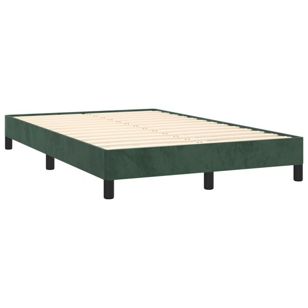 vidaXL Κρεβάτι Boxspring με Στρώμα Σκούρο Πράσινο 120x190εκ. Βελούδινο