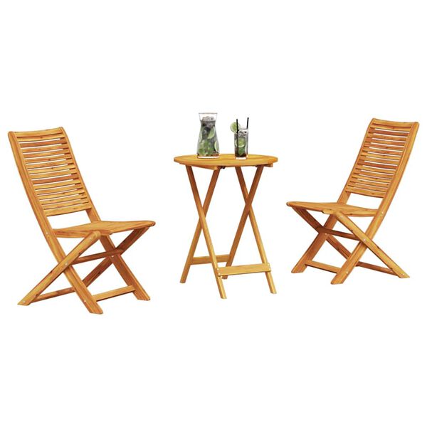 vidaXL Φορητό Σετ Μπιζερί 3 pcs Καφέ Μασίφ ξύλο ακακίας