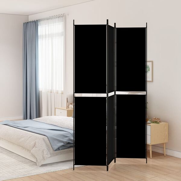 vidaXL Διαχωριστικό Δωματίου με 3 Πάνελ Μαύρο 150x220 εκ. από Ύφασμα