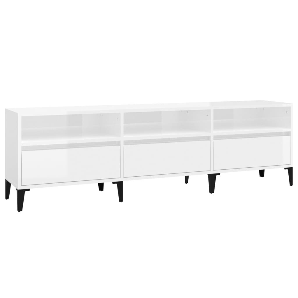 vidaXL Έπιπλο Τηλεόρασης Γυαλ. Λευκό 150x30x44,5 εκ Επεξεργασμένο Ξύλο