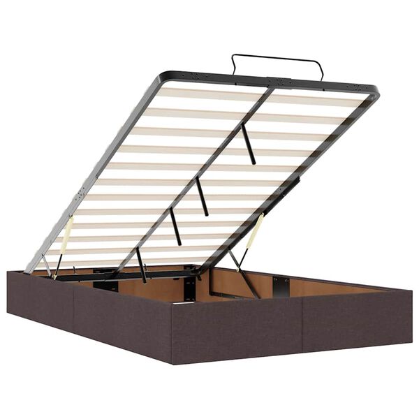 vidaXL Ottoman Κρεβάτι με Στρώμα Σκούρο Καφέ 120x200cm Ύφασμα
