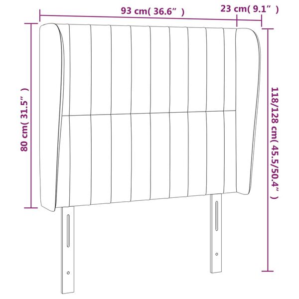 vidaXL Κεφαλάρι με Πτερύγια Μαύρο 93 x 23 x 118/128 εκ. Υφασμάτινο