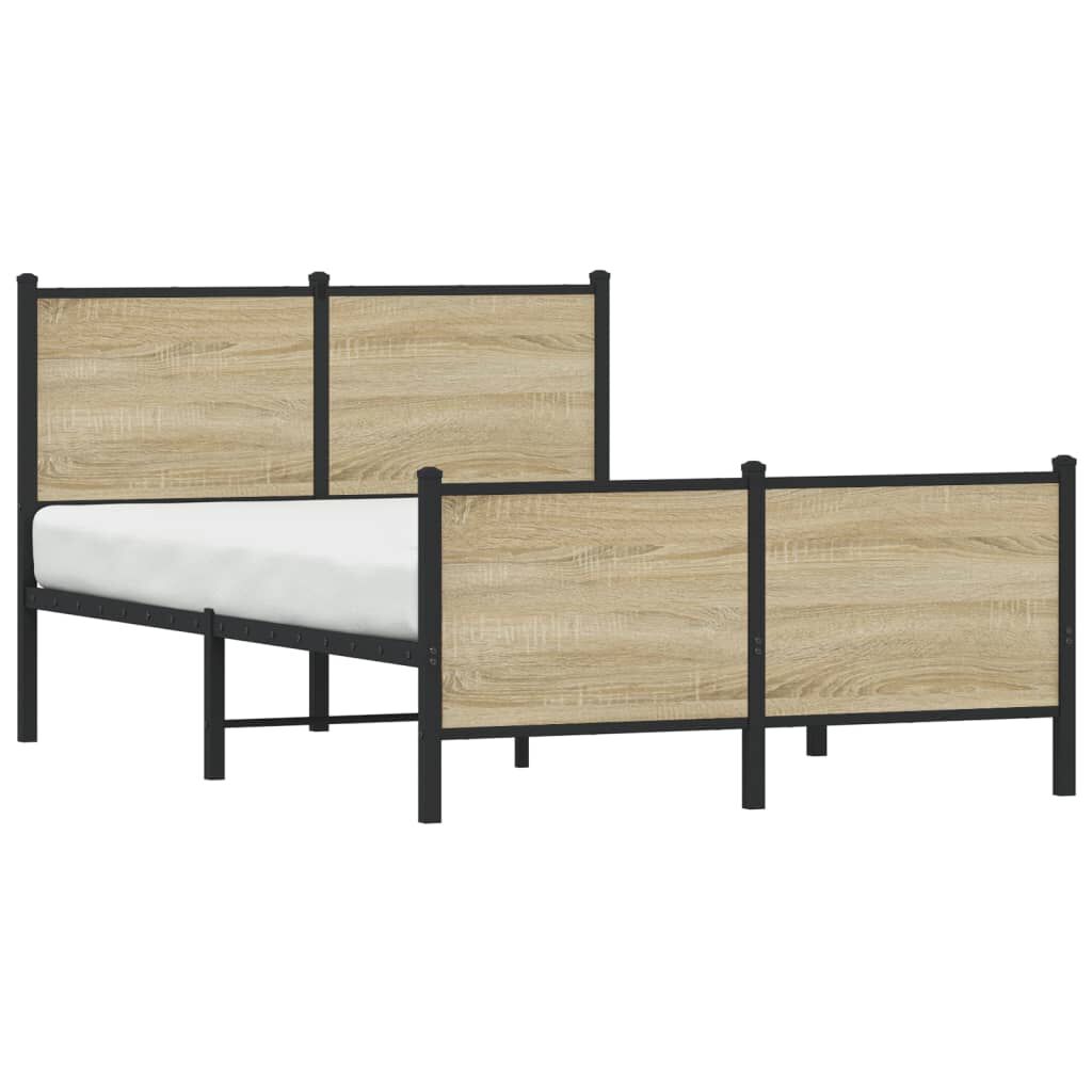 vidaXL Σκελετός Κρεβ. Χωρίς Στρώμα Sonoma Δρυς 120x200 εκ. Μεταλλικό