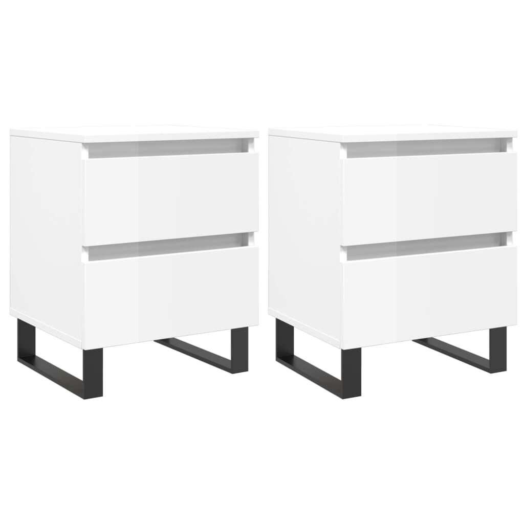 vidaXL Κομοδίνα 2 τεμ. Γυαλ. Λευκό 40 x 35 x 50 εκ. Επεξεργασμένο Ξύλο